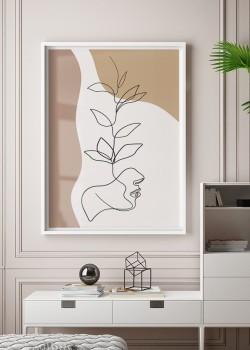 Γραμμικό πρόσωπο με λουλούδι