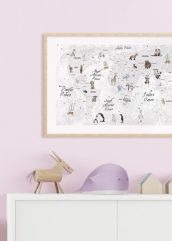 Γκρι χάρτης με ζώα