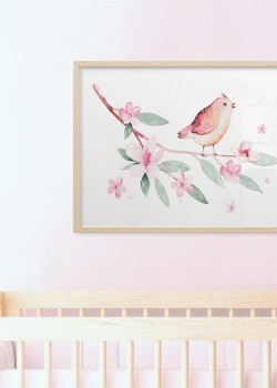 Ροζ πουλάκι στο κλαδί