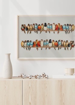 Παρέα με πολύχρωμα πουλιά