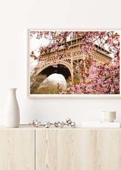 Ανθισμένη αμυγδαλιά μπροστά στον πύργο του Άιφελ