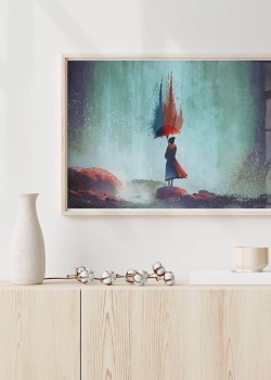 Γυναίκα με κόκκινη ομπρέλα