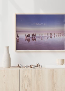 Ξεροί κορμοί στην μωβ λίμνη