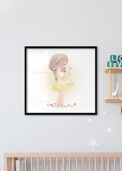 Κοριτσάκι με ροζ λουλούδια