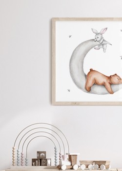Αρκουδάκι και κουνελάκι στο φεγγάρι