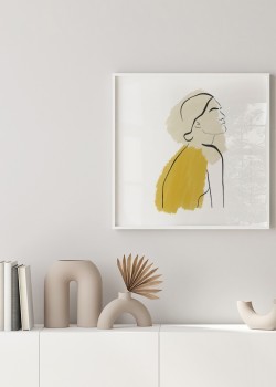 Abstract woman yellow and grey