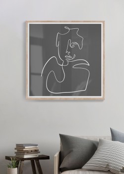 Art line woman-black background