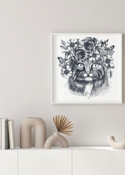 Γάτα με λουλούδια