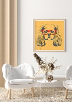 Σκύλος με κόκκινα γυαλιά