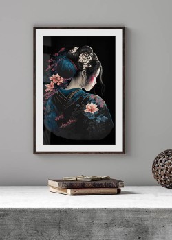 Γκέισα σε μαύρο κιμονό