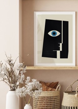 Geometric face with blue eye