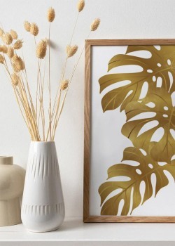 Gold monstera leaves