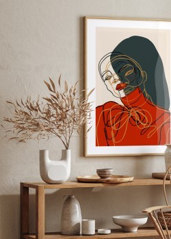 Χρυσό γραμμικό σκίτσο γυναίκας