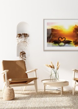 Ερωτευμένοι κύκνοι στο ηλιοβασίλεμα