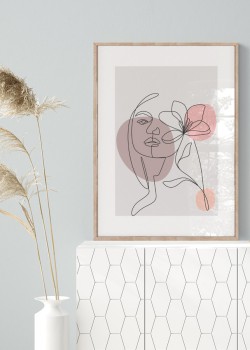 Line Woman with Flower
