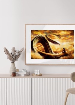 Goku And Shenron Flaming Sky