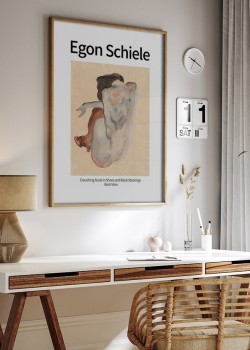 Crouching Nude in Shoes and Black Stockings, Back View