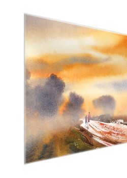 Mom And Son Walk In Sunset