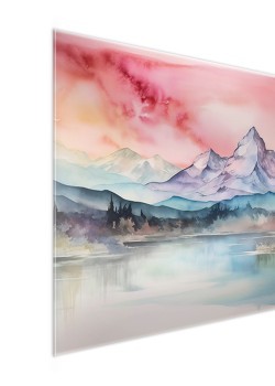 Mountain Under Pink Sky