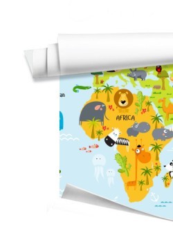 Παγκόσμιος Χάρτης Με Ζώα Έγχρωμος