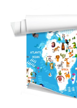 Παγκόσμιος χάρτης με ζώα 